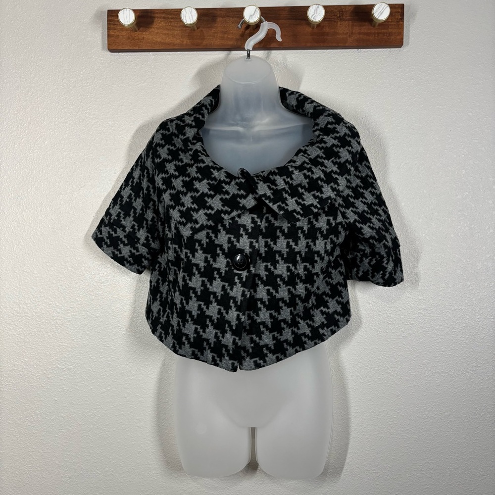 Robbie Bee Houndstooth Crop Swing Jacket Women’s Size 8